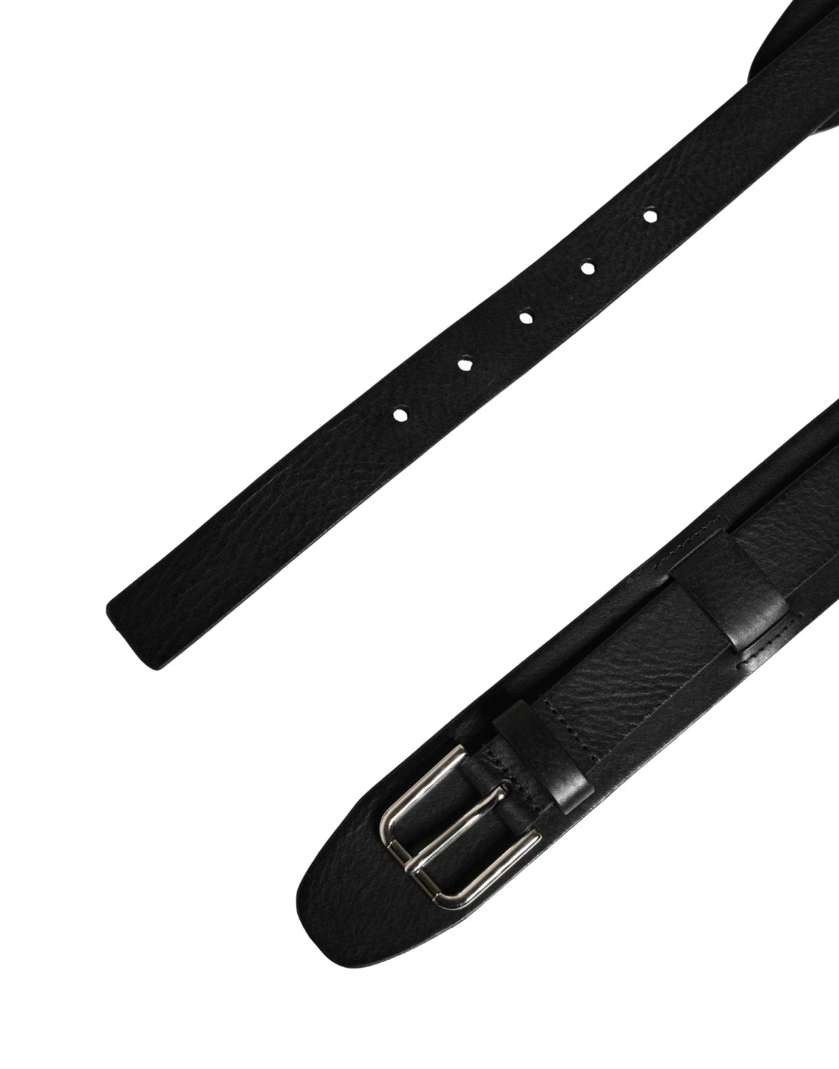 Dolce & Gabbana Men Black Classic Leather Metal Buckle Belt