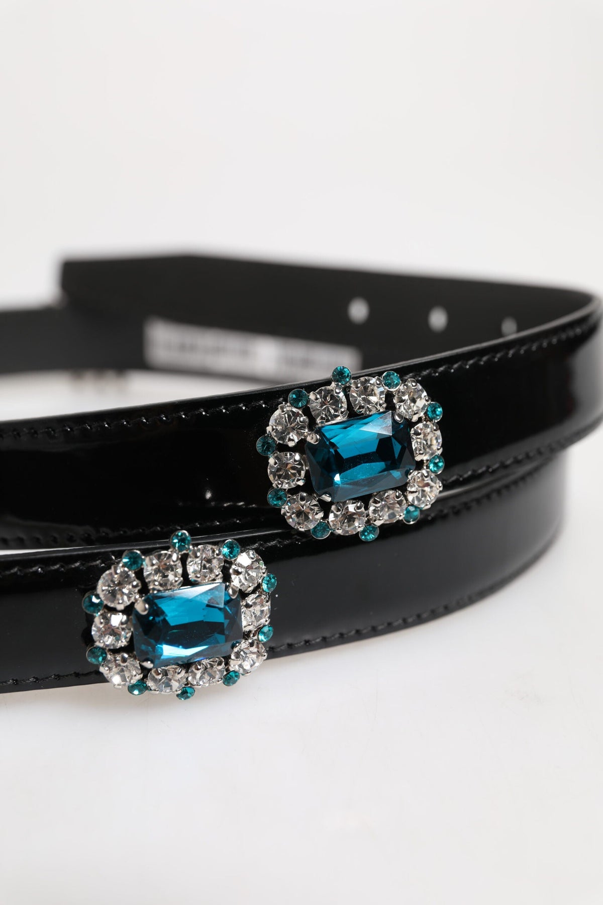 Dolce & Gabbana Black Embellished Metal Logo Buckle Belt