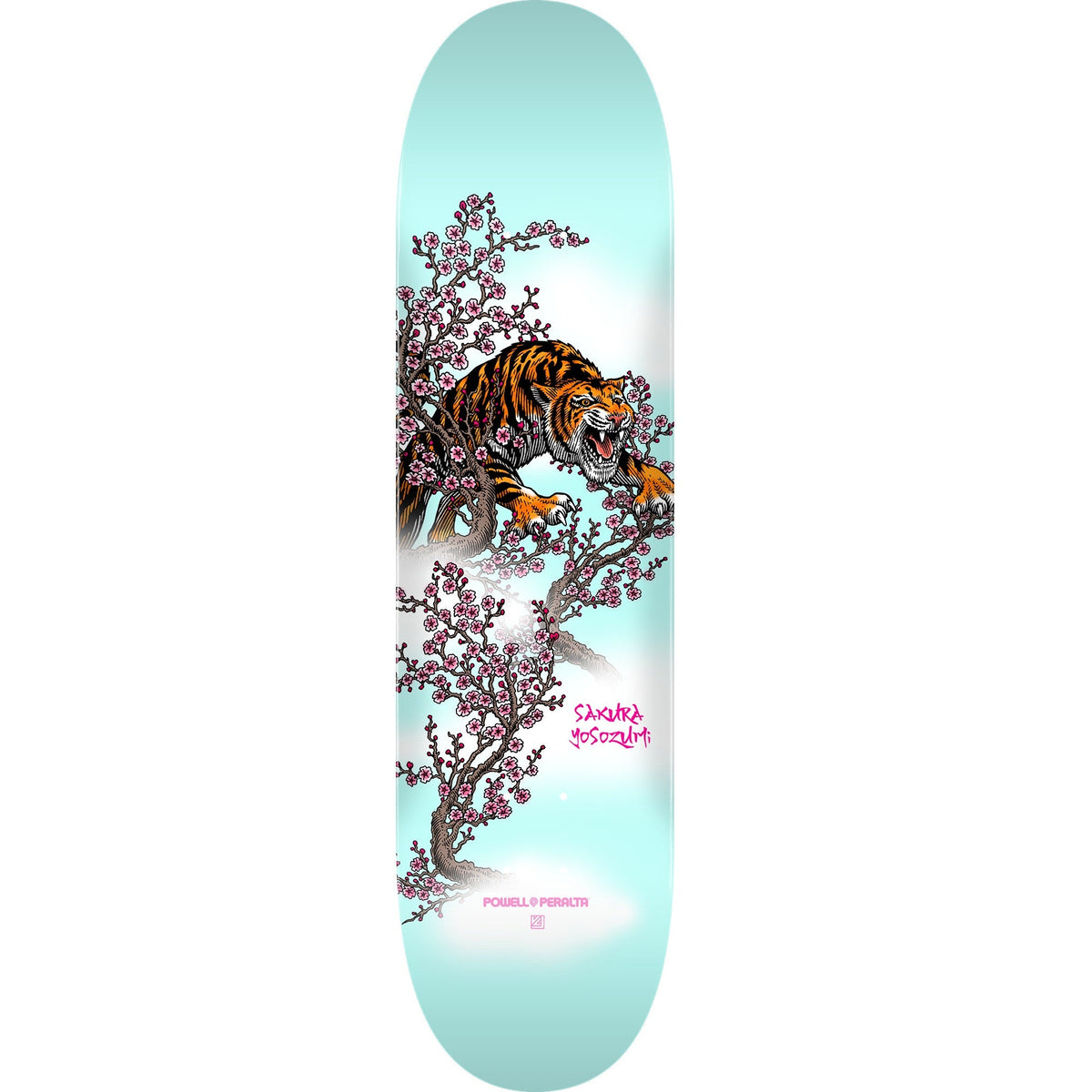 Powell Peralta Yosozumi Tiger Skateboard Deck - 8.0″ Light Blue