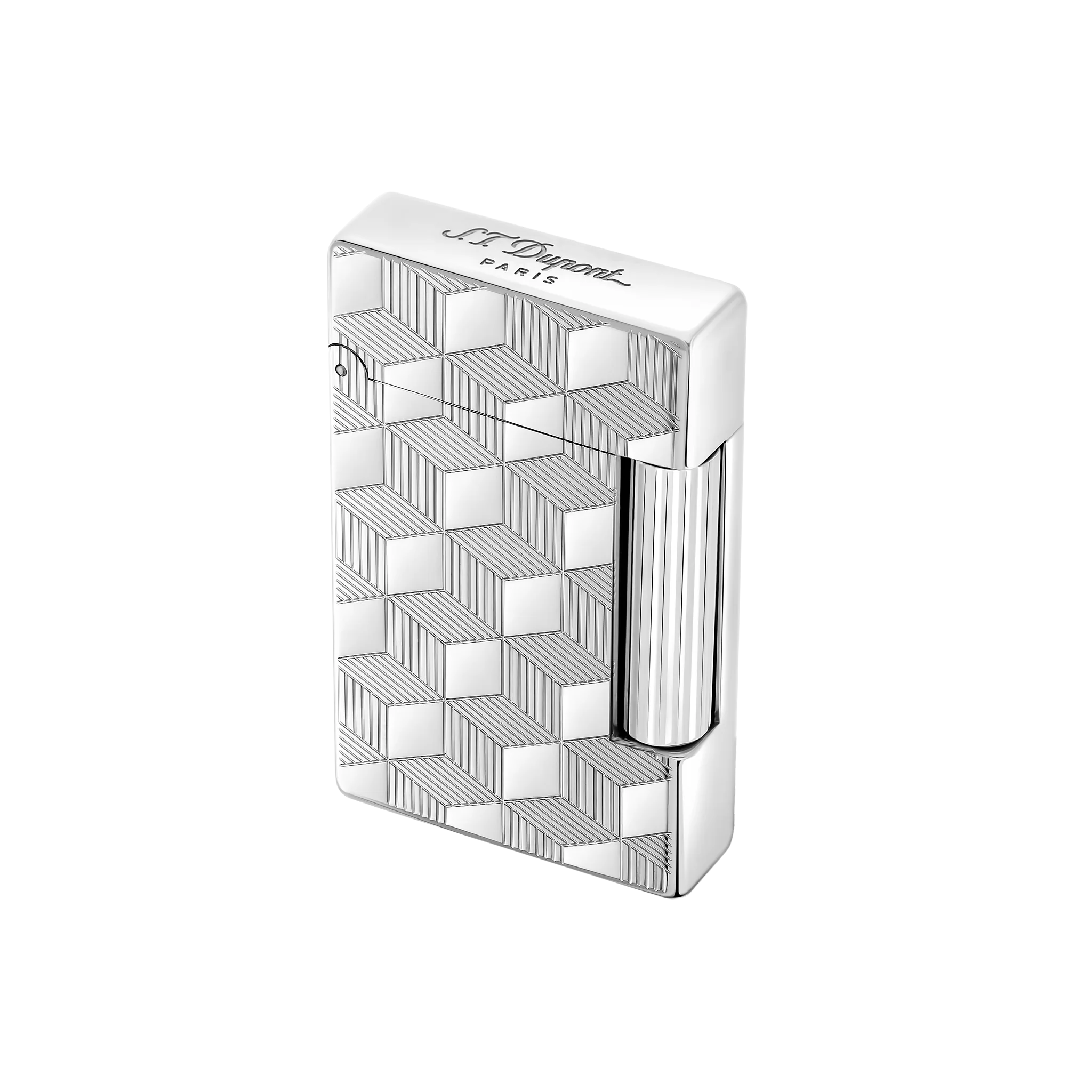 S.T. DUPONT Initial Cube Guilloche Palladium Lighter/Briquet 020840