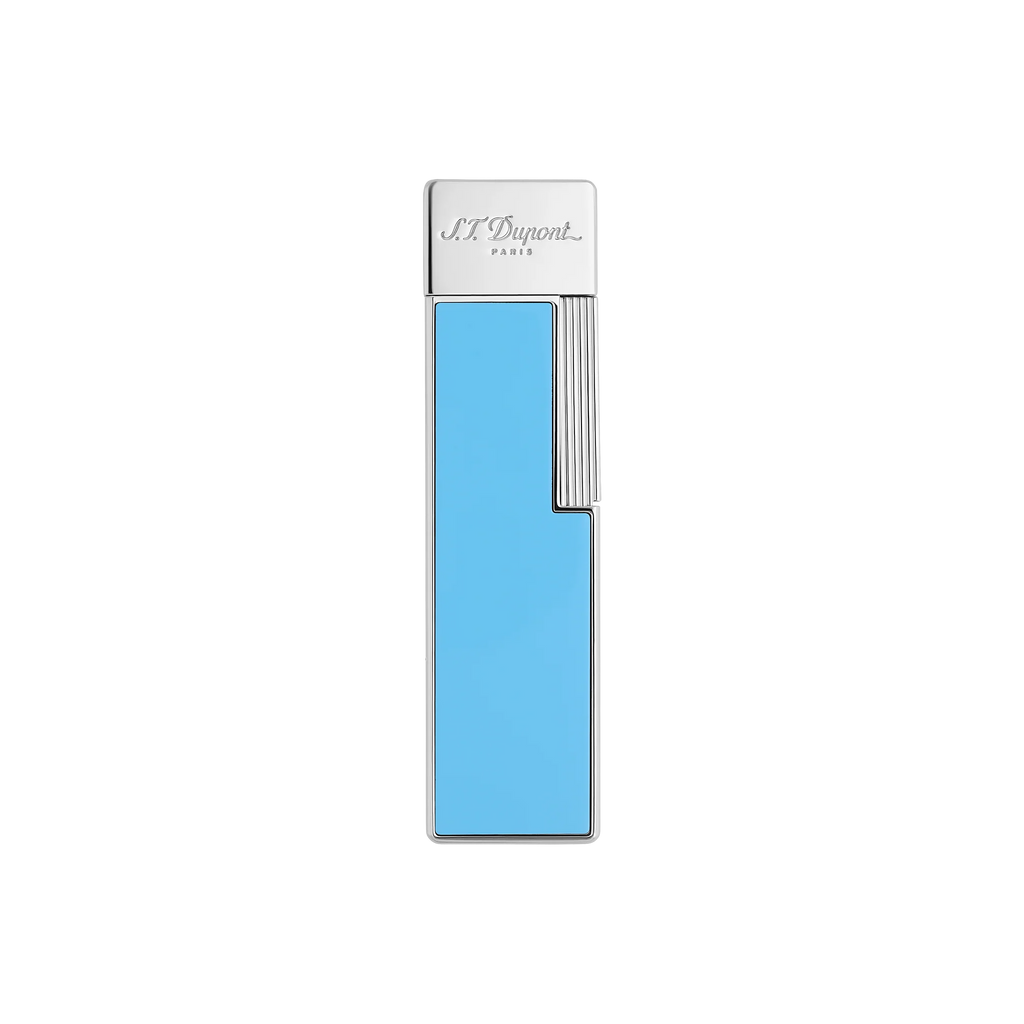 S.T. DUPONT Twiggy Chrome Turquoise Blue Lighter/Briquet 030007