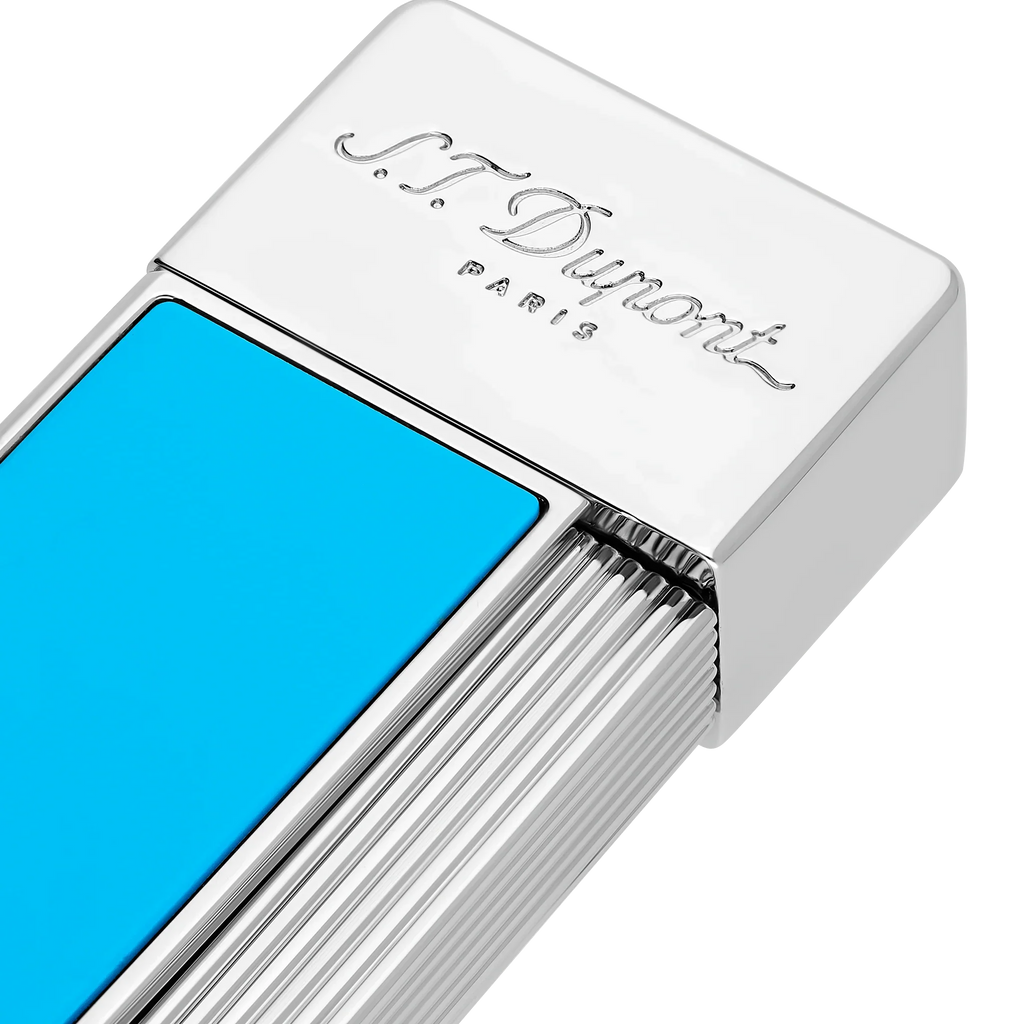 S.T. DUPONT Twiggy Chrome Turquoise Blue Lighter/Briquet 030007