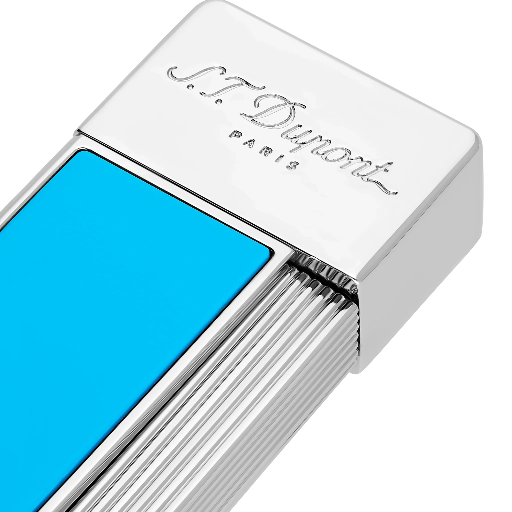 S.T. DUPONT Twiggy Chrome Turquoise Blue Lighter/Briquet 030007