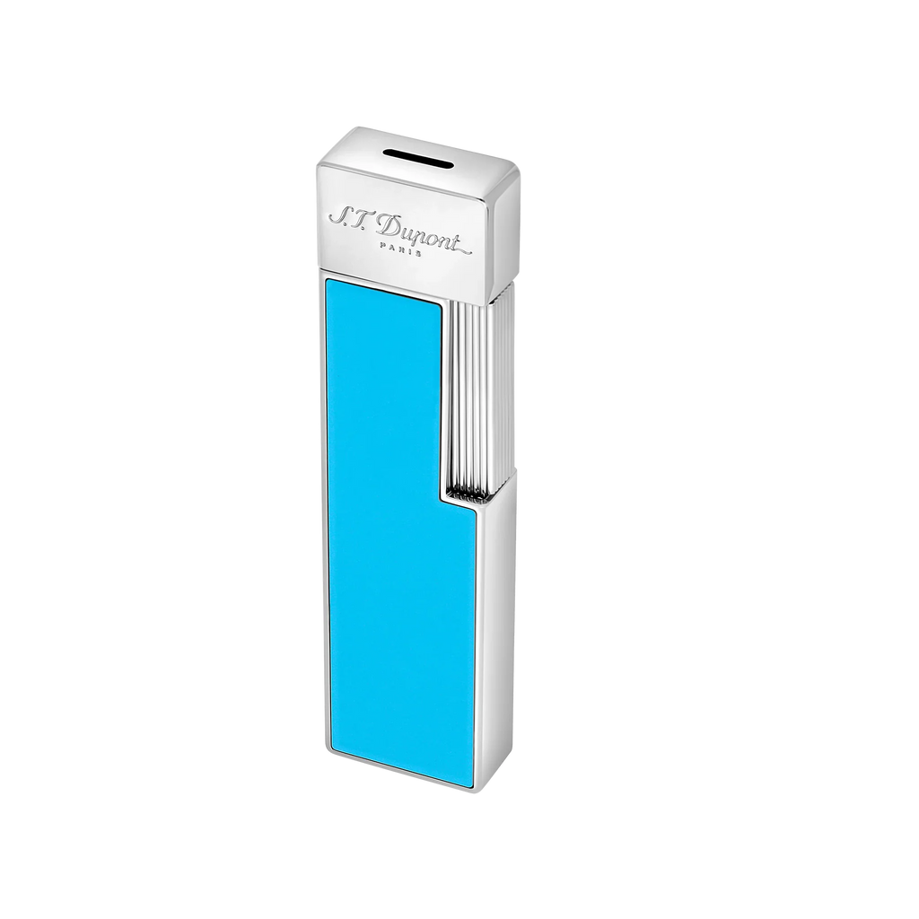 S.T. DUPONT Twiggy Chrome Turquoise Blue Lighter/Briquet 030007