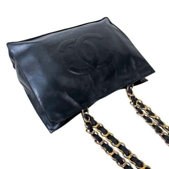 Authentic CHANEL Jumbo XL Shopping Tote Bag Timeless Classic Black Lambskin