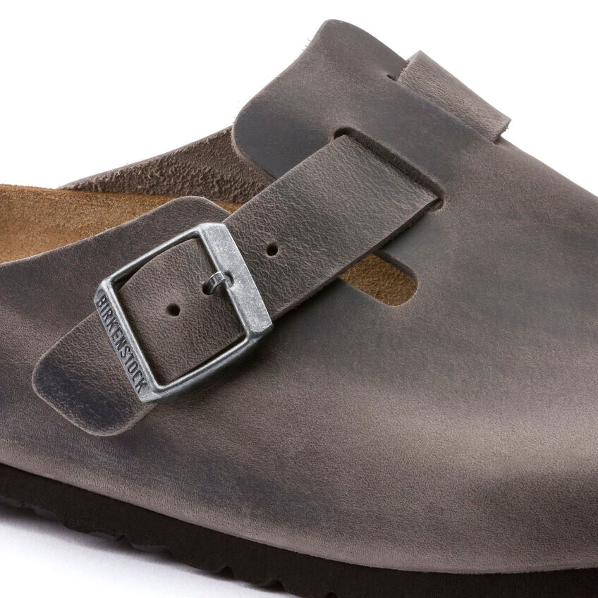 Unisex Boston Soft Footbed Oiled Leather  Iron Medium/Narrow