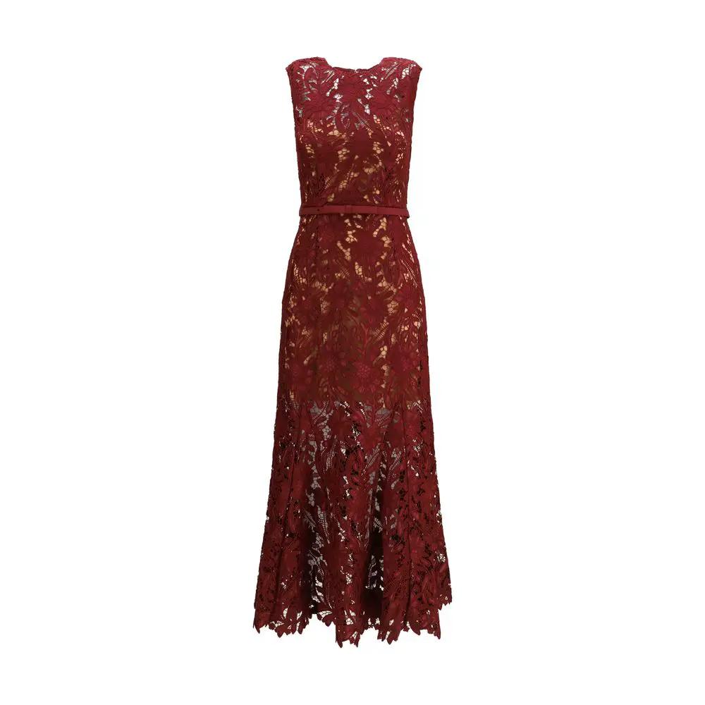 Self-Portrait Bordeaux Polyester Cocktail Dress