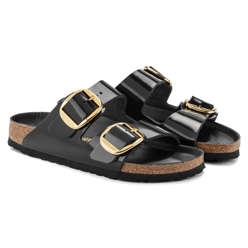 Women's Arizona Big Buckle Natural Leather Patent High Shine Black Medium/Narrow