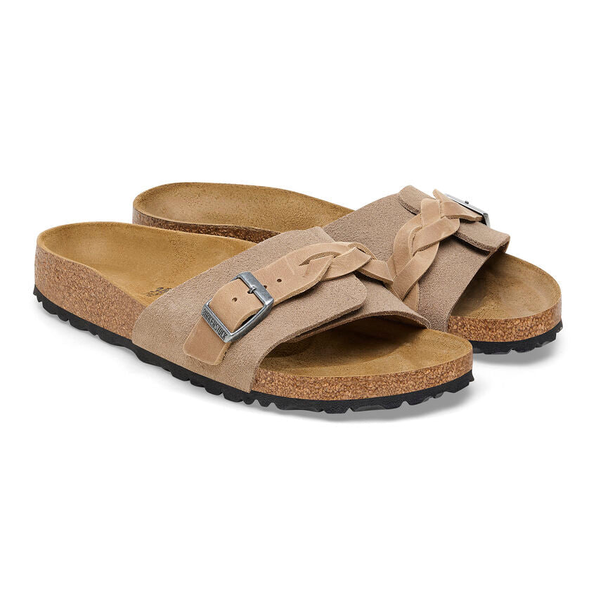 Women's Oita Braided Suede Leather Taupe Medium/Narrow