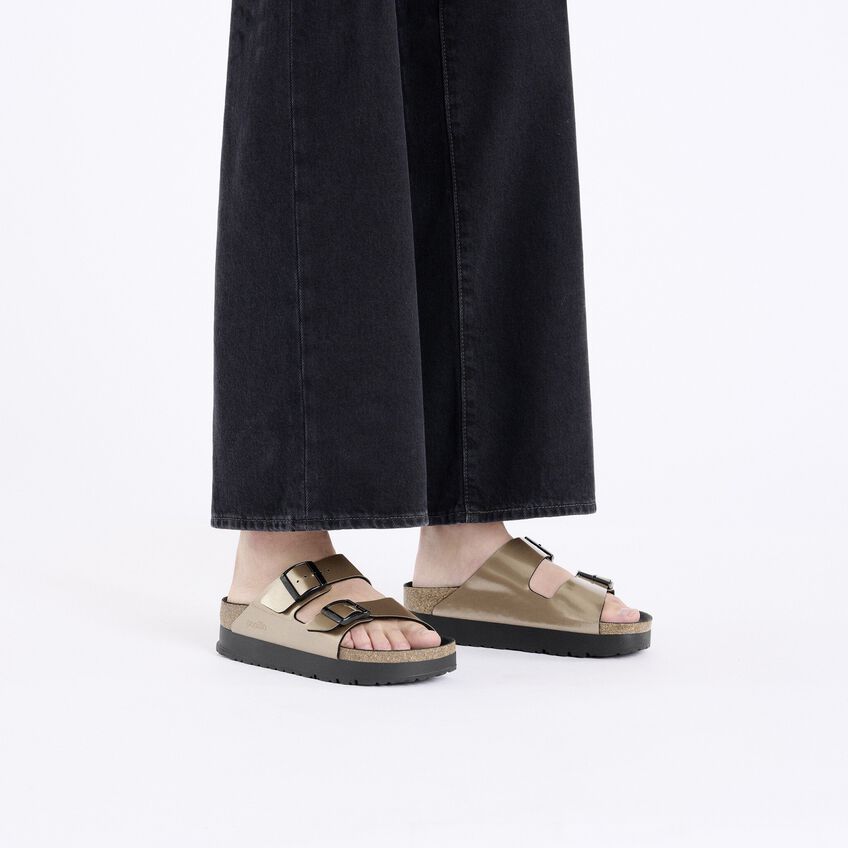 Women's Arizona Platform Birko-flor Metallic Taupe Medium/Narrow