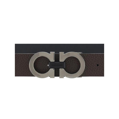 Ferragamo Black Calf Leather Bos Taurus Regular Belt