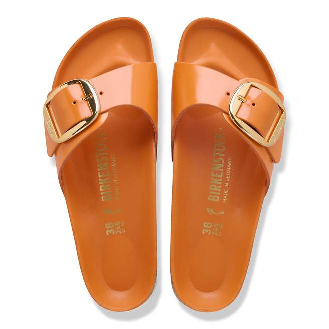 Women's Madrid Big Buckle Natural Leather Patent High-Shine Kurkuma