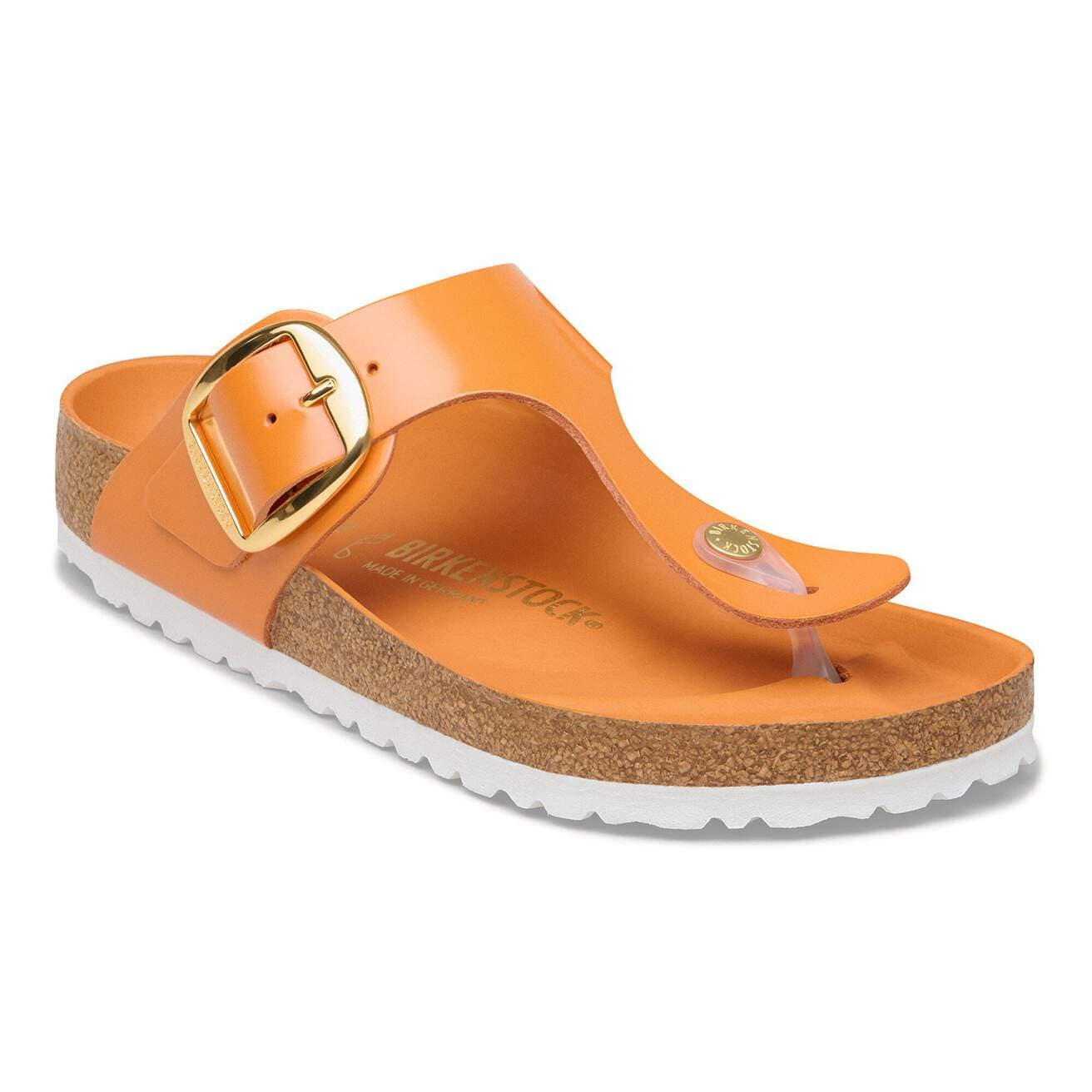 Women's Gizeh Big Buckle Natural Leather Patent High-Shine Kurkuma