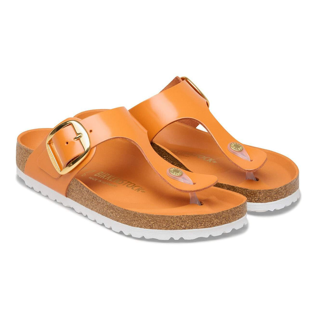 Women's Gizeh Big Buckle Natural Leather Patent High-Shine Kurkuma