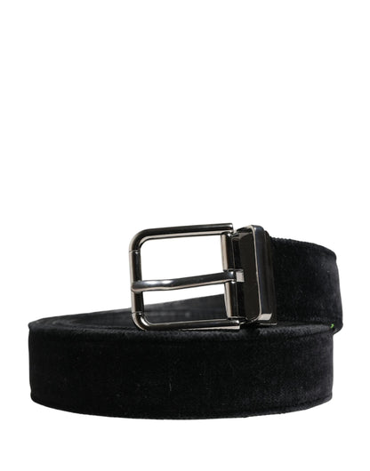 Dolce & Gabbana Black Suede Silver Tone Metal Buckle Men Belt