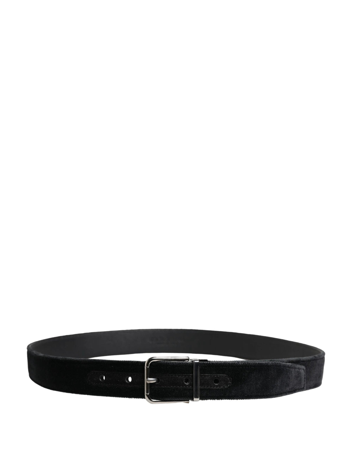 Dolce & Gabbana Black Suede Silver Tone Metal Buckle Men Belt