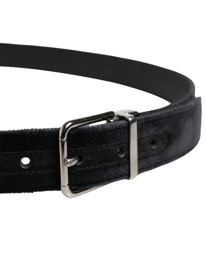 Dolce & Gabbana Black Suede Silver Tone Metal Buckle Men Belt