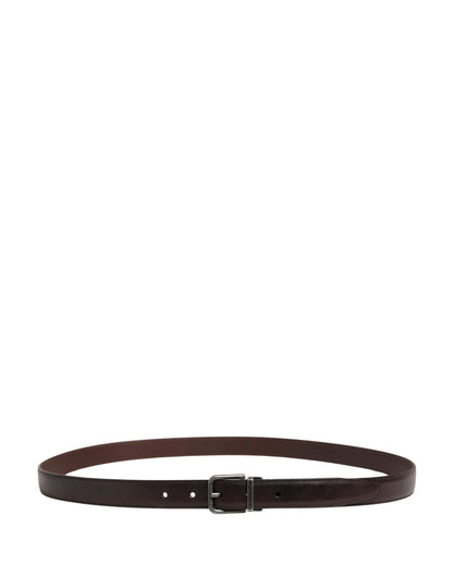 Dolce & Gabbana Men Brown Classic Leather Metal Buckle Belt