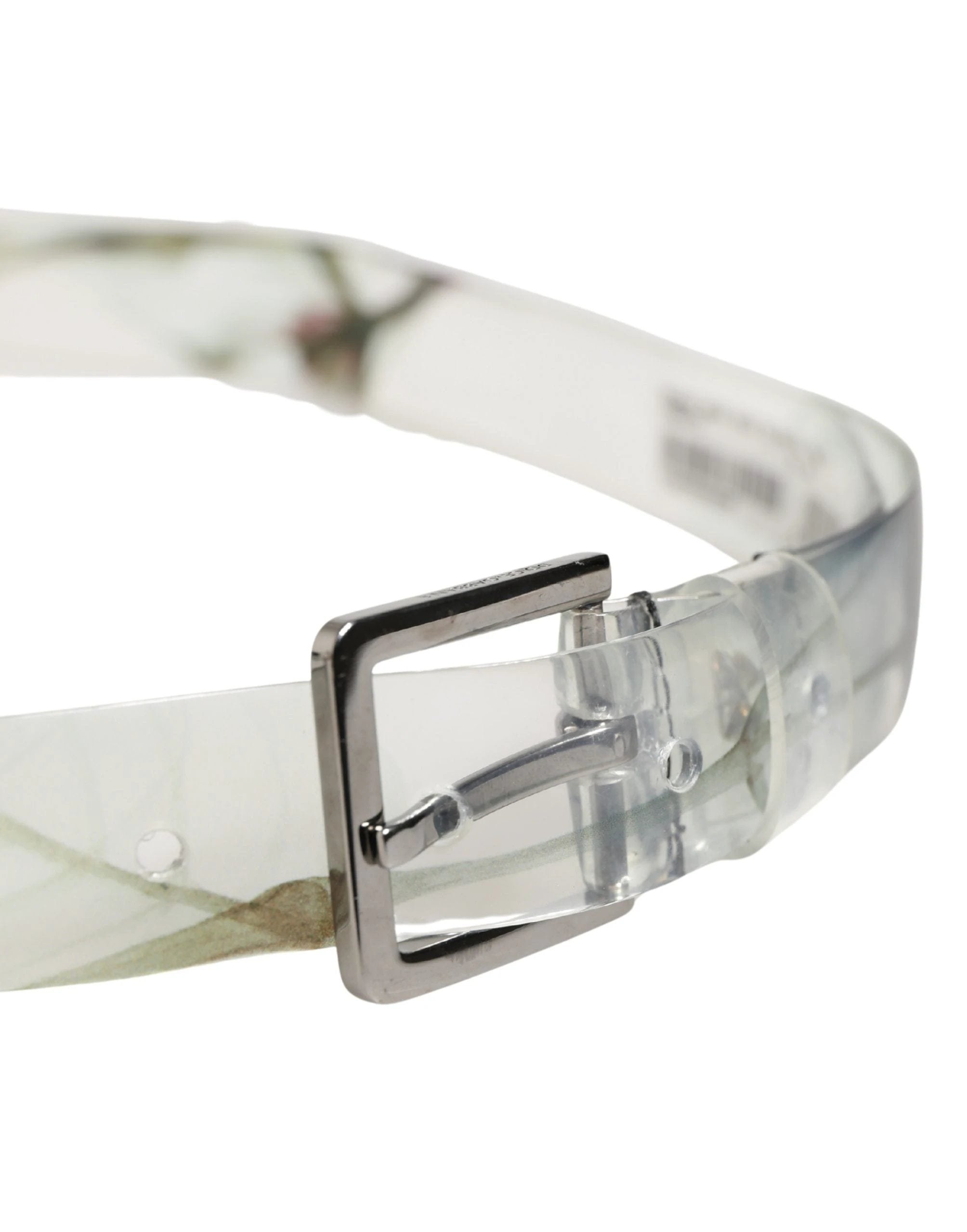 Dolce & Gabbana Men White Floral PVC Silver Metal Buckle Belt