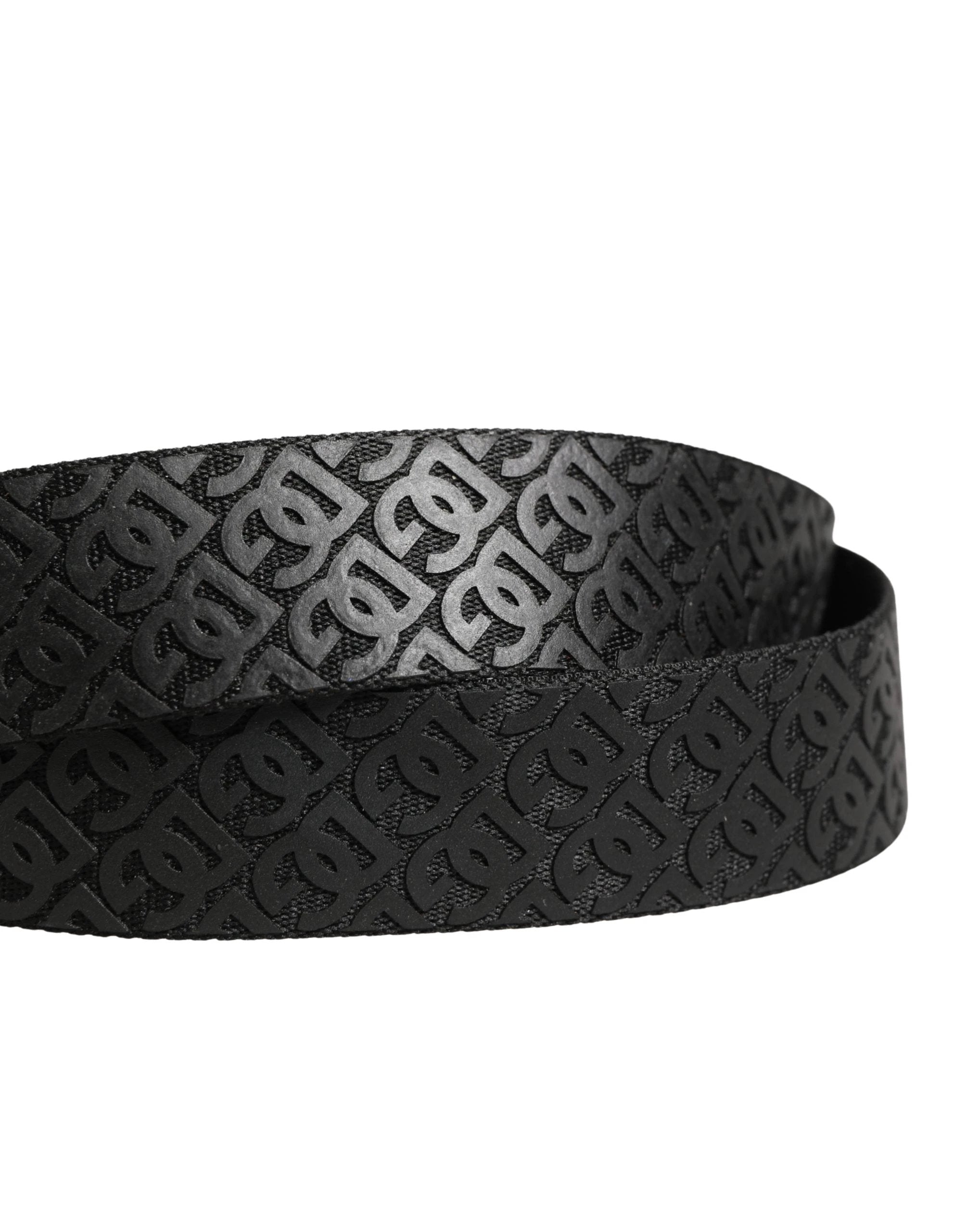 Dolce & Gabbana Men Black DG Logo Polyester Metal Buckle Belt