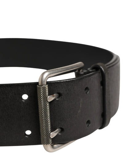 Dolce & Gabbana Men Black Classic Leather Metal Buckle Belt