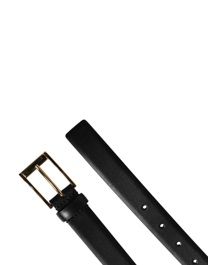 Dolce & Gabbana Men Black Classic Leather Metal Buckle Belt