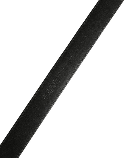 Dolce & Gabbana Men Black Calf Leather Logo Metal Buckle Belt