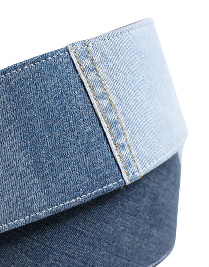 Dolce & Gabbana Blue Two Tone Denim Gold Metal Buckle Belt