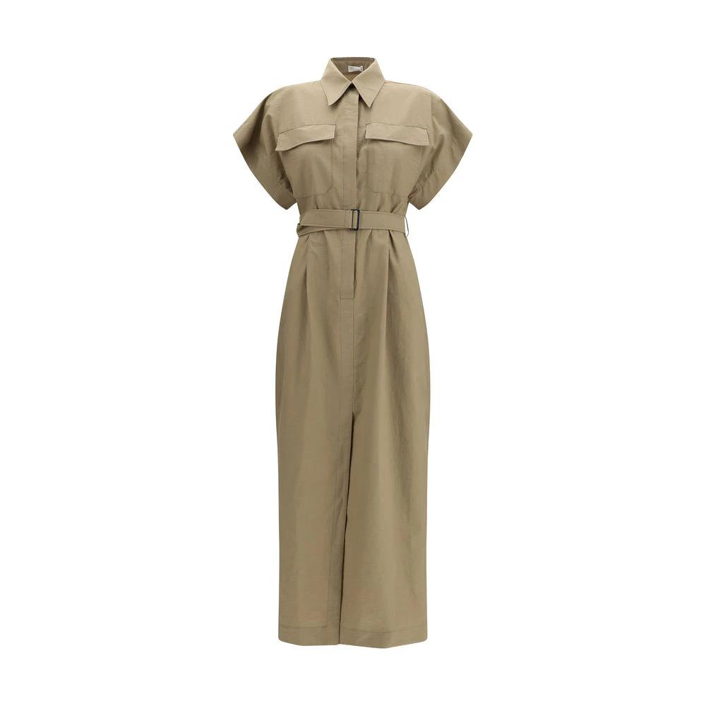 Brunello Cucinelli Beige Cotton Casual Dress