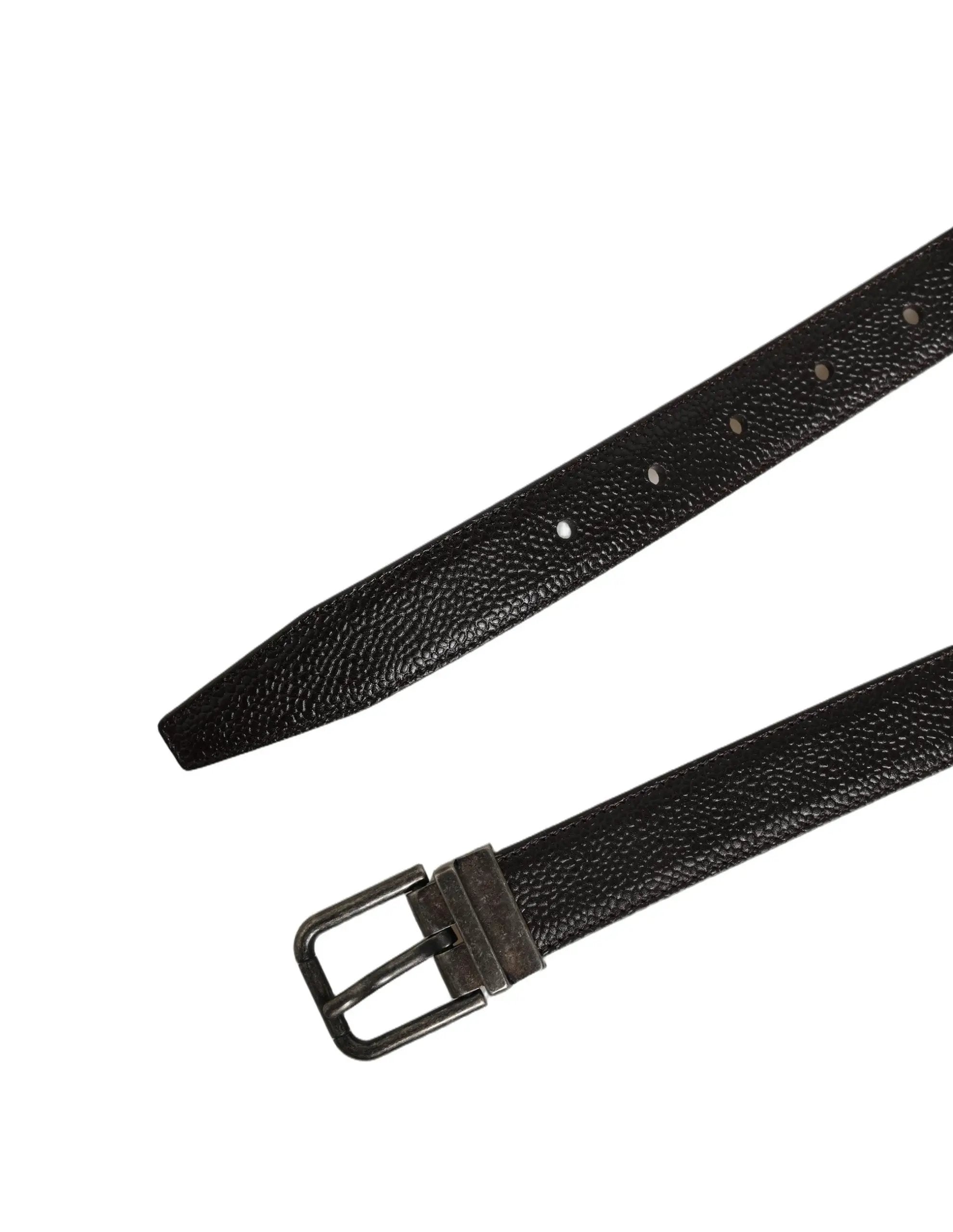 Dolce & Gabbana Brown Calf Leather Vintage Style Silver Buckle Belt