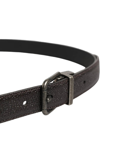 Dolce & Gabbana Brown Calf Leather Vintage Style Silver Buckle Belt