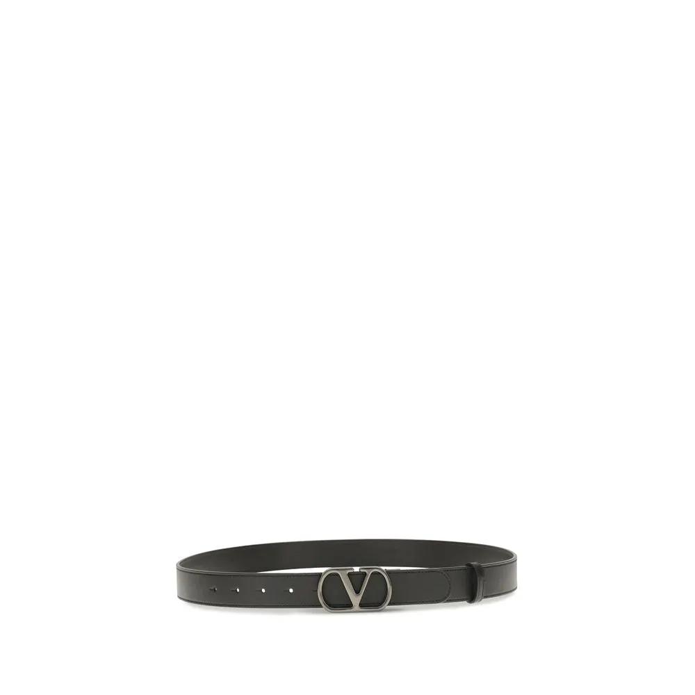 Valentino Garavani Black Calf Leather Bos Taurus Regular Belt