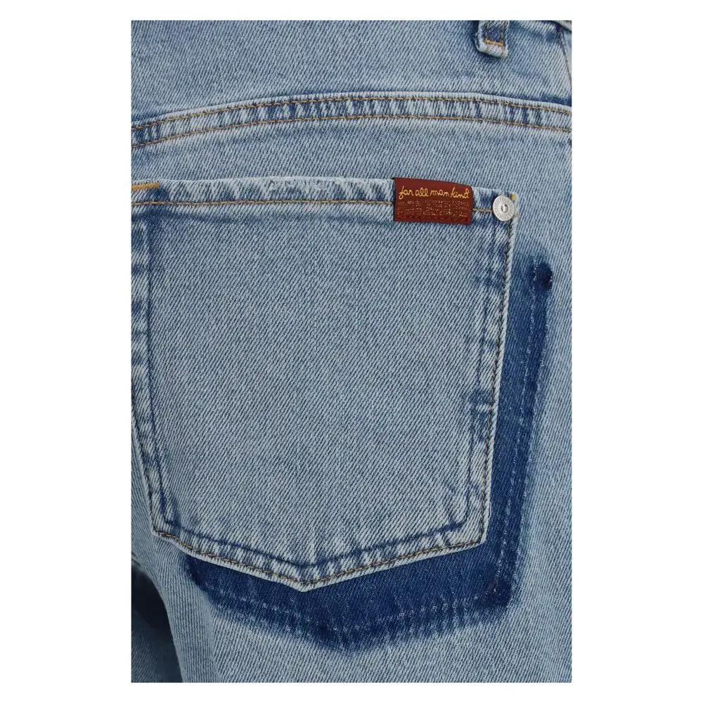 7FOR Blue Cotton Straight-Leg Jeans