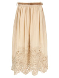 Zimmermann Beige Linen Midi Skirt