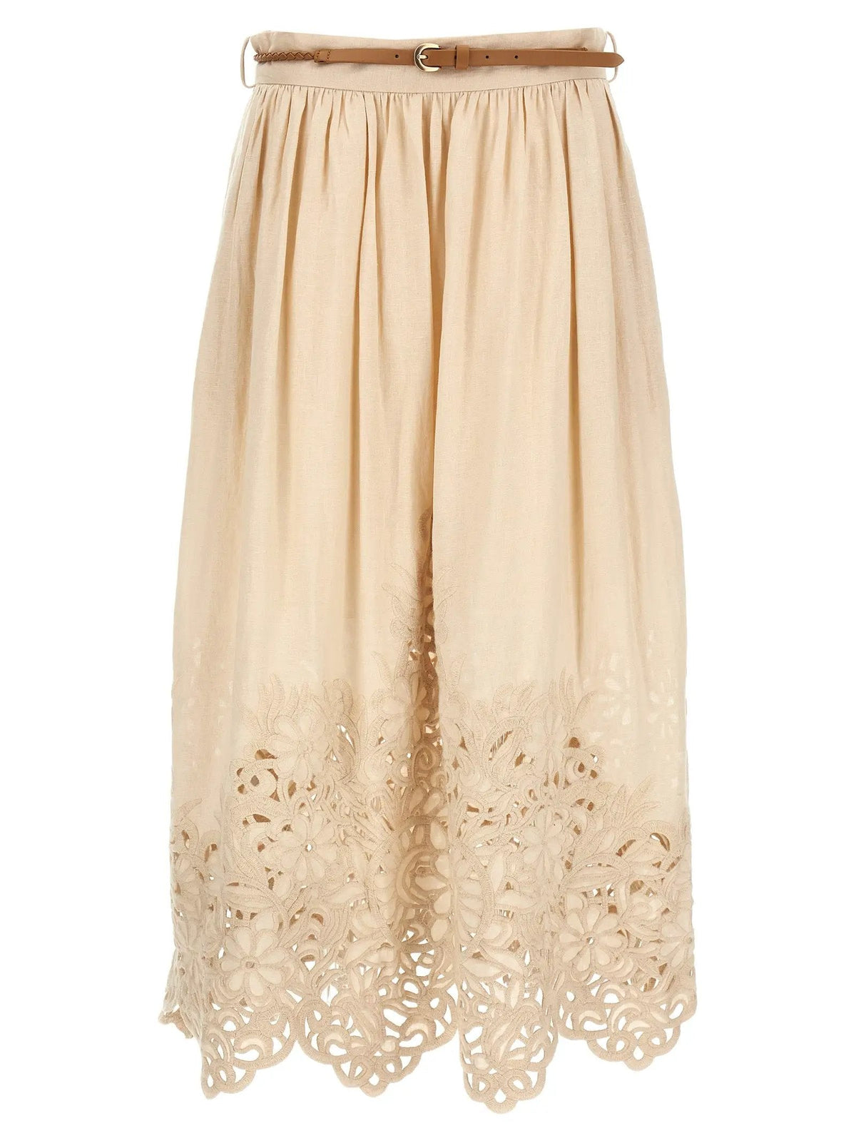 Zimmermann Beige Linen Midi Skirt