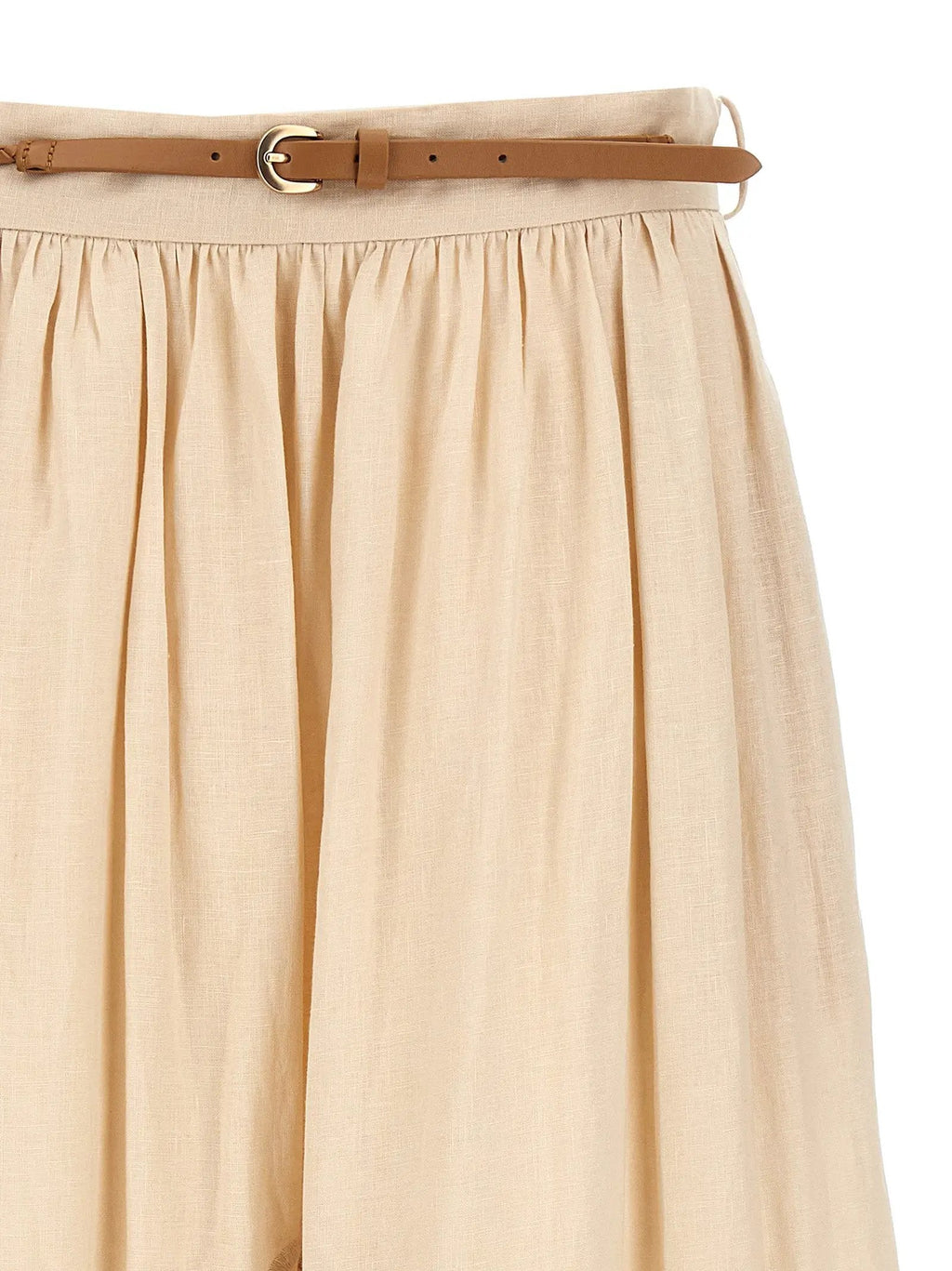Zimmermann Beige Linen Midi Skirt
