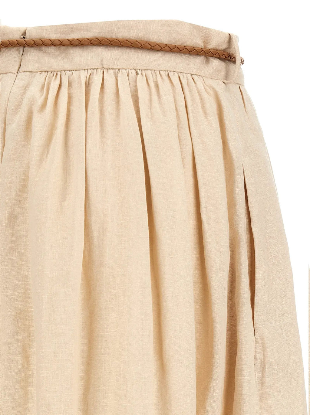 Zimmermann Beige Linen Midi Skirt