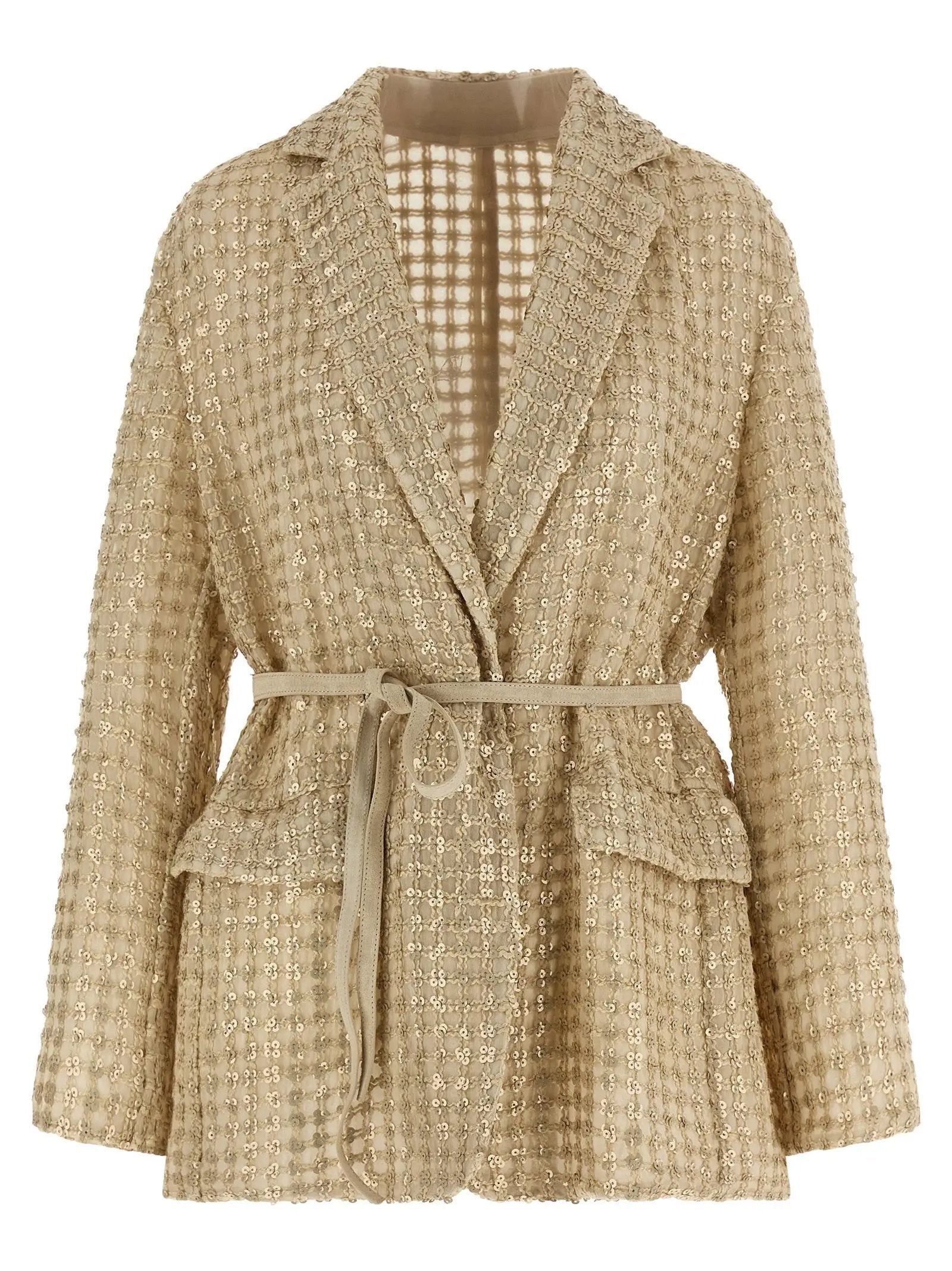 Brunello Cucinelli Beige Silk Blazer