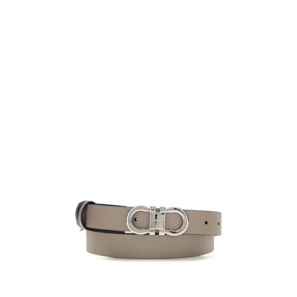 Ferragamo Gray Calf Leather Bos Taurus Regular Belt