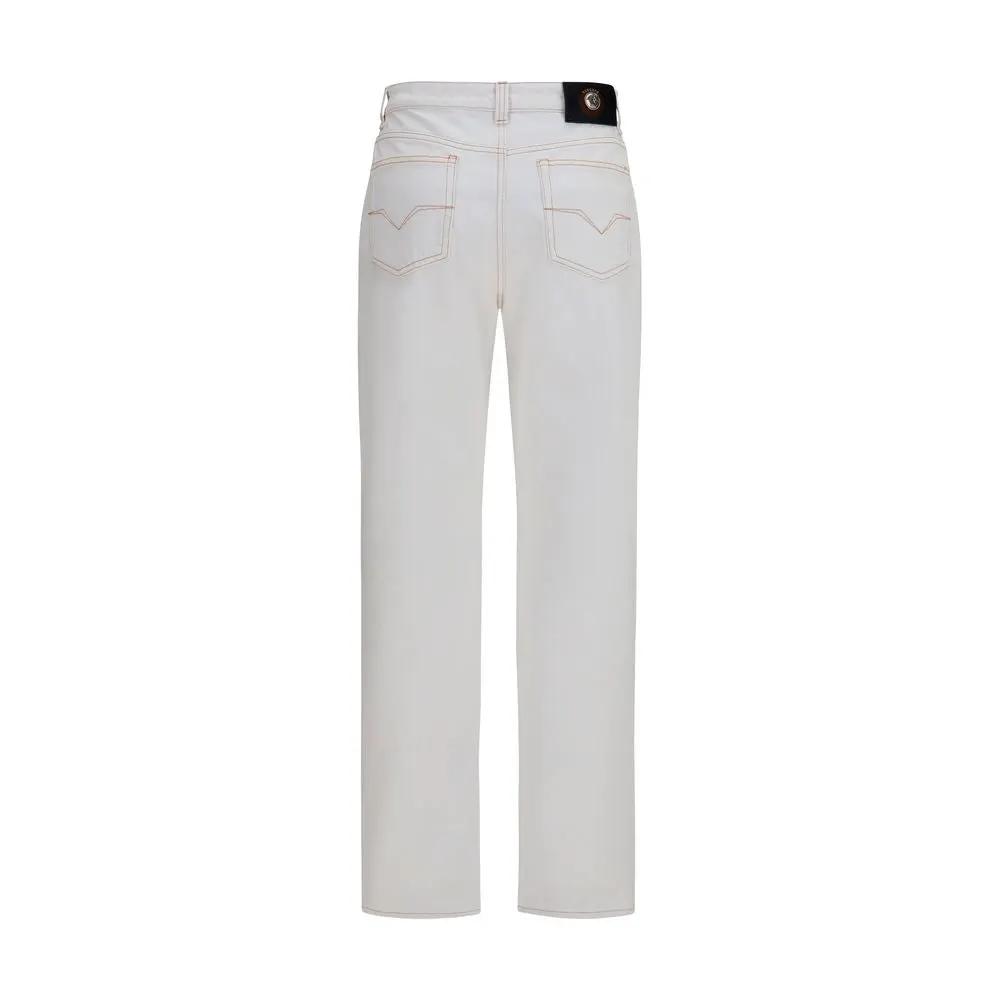 Versace White Cotton High-Waisted Jean