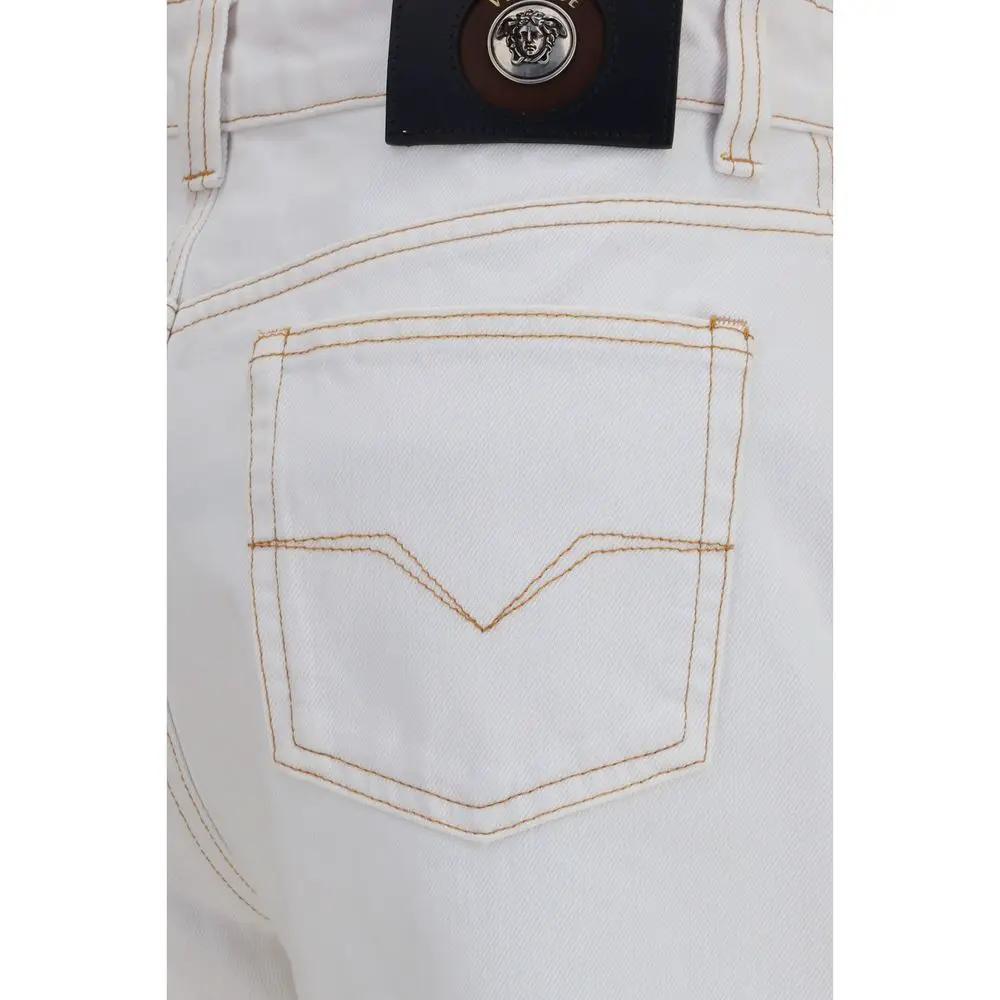 Versace White Cotton High-Waisted Jean
