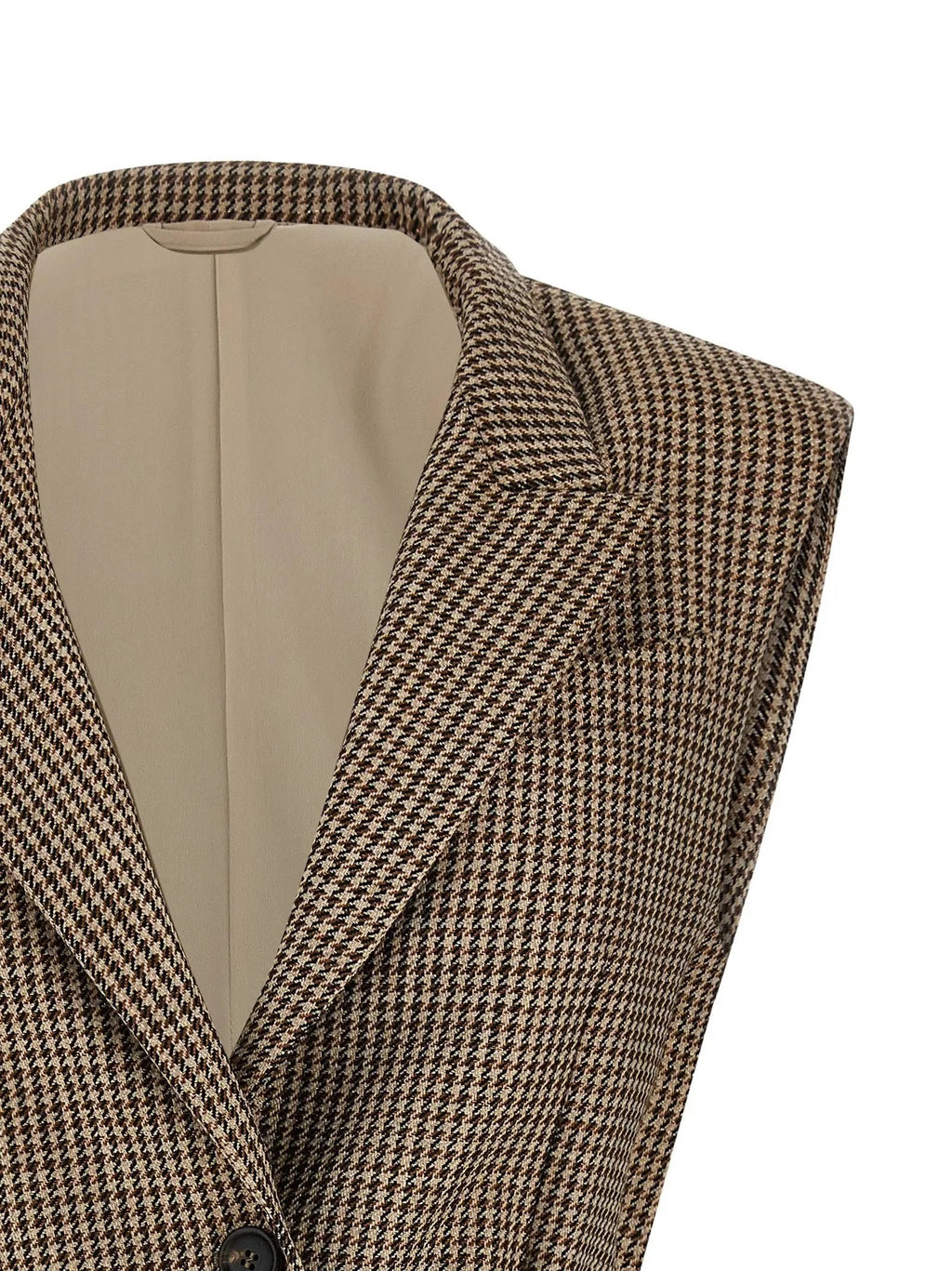 Brunello Cucinelli Beige Virgin Wool Sleeveless Jacket