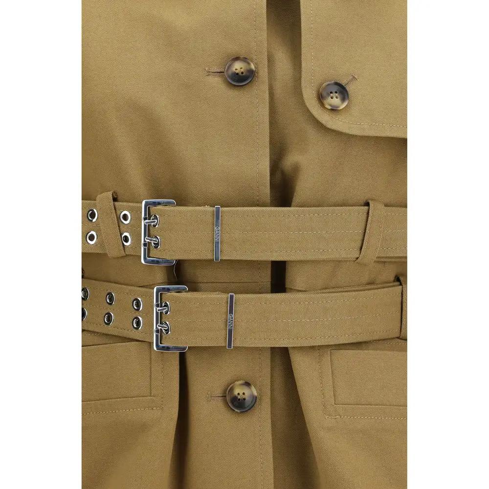 Ganni Beige Cotton Full-Length Jacket