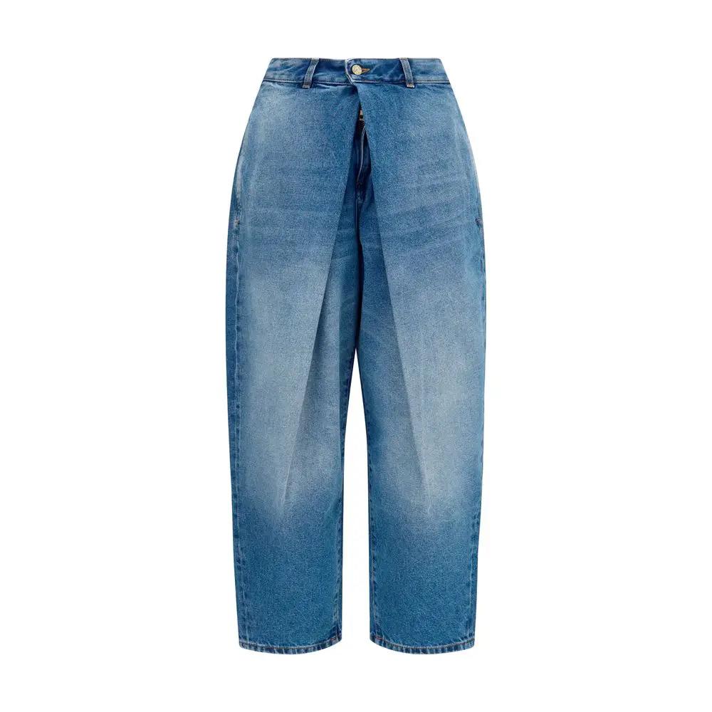 Balmain Blue Cotton Relaxed Fit Jeans