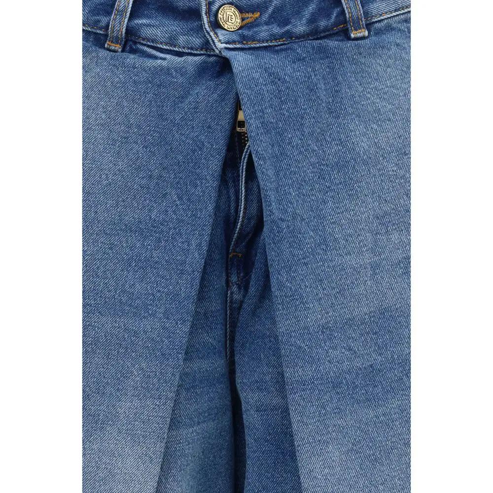 Balmain Blue Cotton Relaxed Fit Jeans