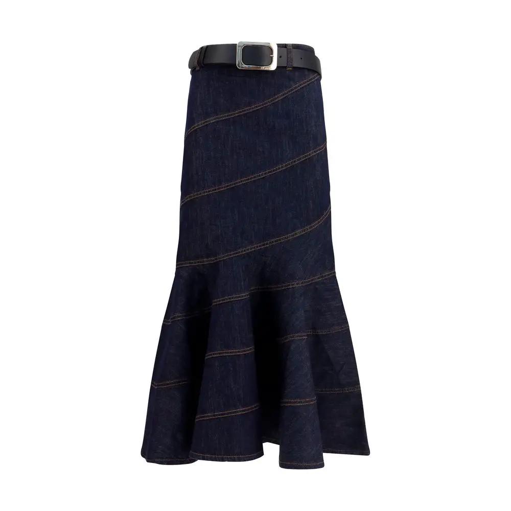 Self-Portrait Blue Denim Skirt