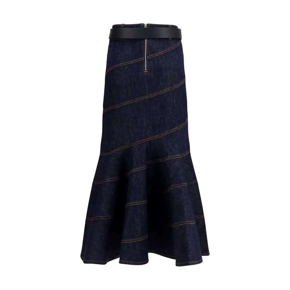 Self-Portrait Blue Denim Skirt