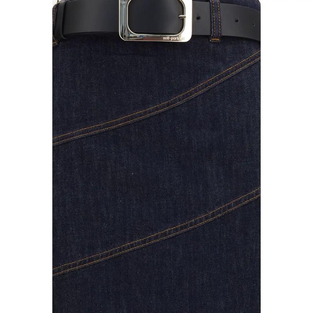Self-Portrait Blue Denim Skirt