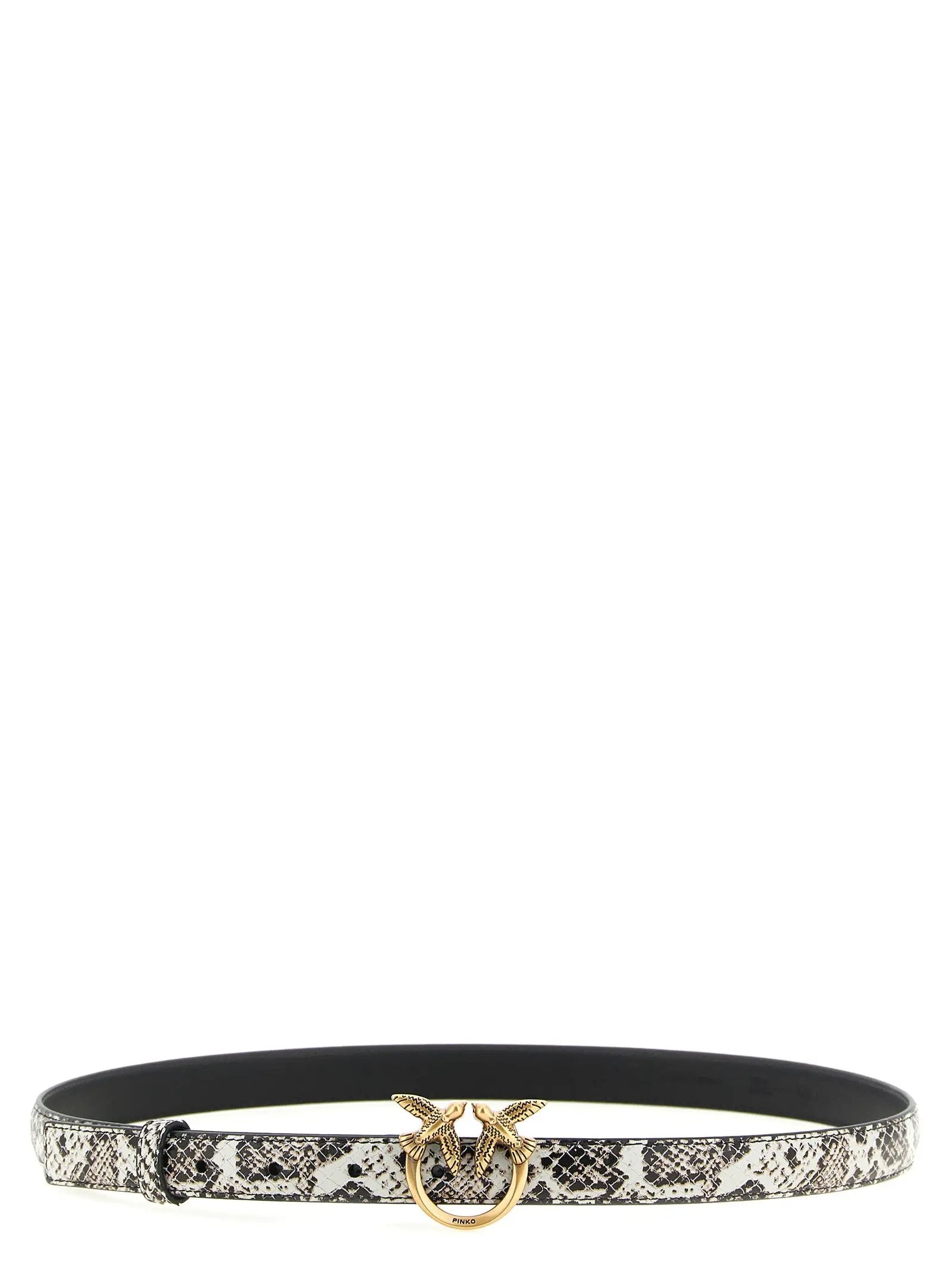 PINKO Gray Calfskin Thin Belt