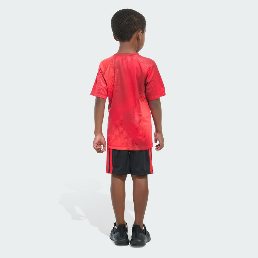 Kids' adidas Two-Piece Short Sleeve Raglan Printed Tee and Shorts Set
